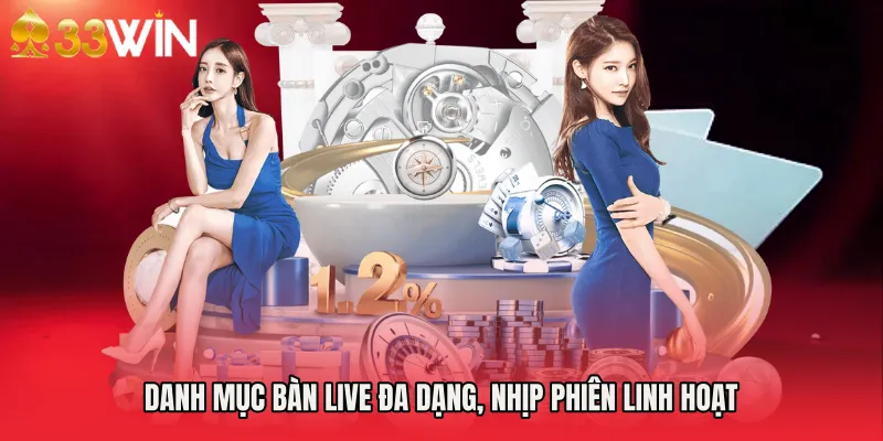 Danh mục bàn live đa dạng, nhịp phiên linh hoạt