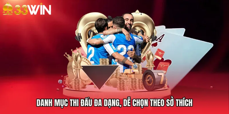 Danh mục thi đấu đa dạng, dễ chọn theo sở thích